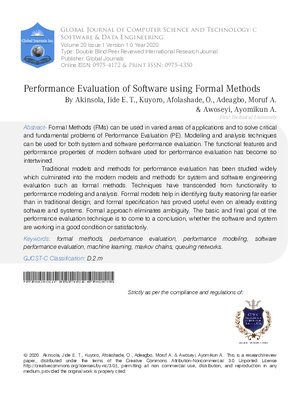 Performance Evaluation of Software using Formal Methods