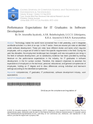 Performance Expectations for IT Graduates in Software Development