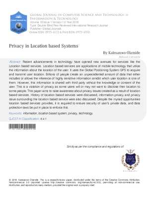 Privacy in Location based Systems