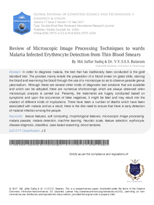 Review of Microscopic Image Processing techniques towards Malaria Infected Erythrocyte Detection from Thin Blood Smears