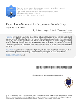 ROBUST IMAGE WATERMARKING IN CONTOURLET DOMAIN USING GENETIC ALGORITHM