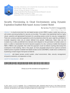 Security Provisioning in Cloud Environments using Dynamic Expiration Enabled Role based Access Control Model