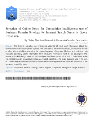 Selection of Online News for Competitive Intelligence: Use of Business Domain Ontology for Internet Search Semantic Query Expansion