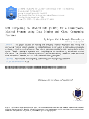 Soft Computing on Medical-Data (SCOM) for a Countrywide Medical System Using Data Mining and Cloud Computing Features