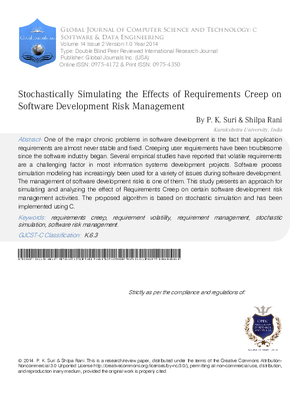 Stochastically Simulating the Effects of Requirements Creep on Software Development Risk Management