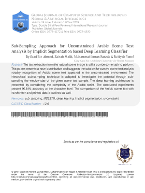 Sub-sampling Approach for Unconstrained Arabic Scene Text Analysis by Implicit Segmentation based Deep Learning Classifier