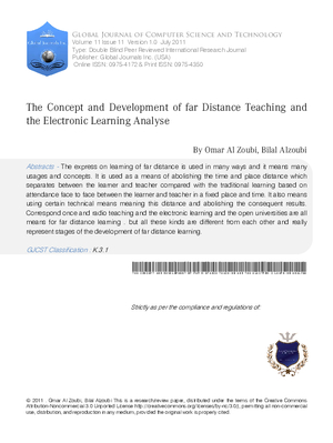 The Concept and Development of far Distance Teaching and the Electronic Learning ANALYSE.