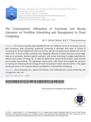 The Contemporary Affirmation of Taxonomy and Recent Literature on Workflow Scheduling and Management in Cloud Computing