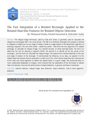 The Fast Integration of a Rotated Rectangle Applied to the Rotated Haar-like Features for  Rotated Objects Detection