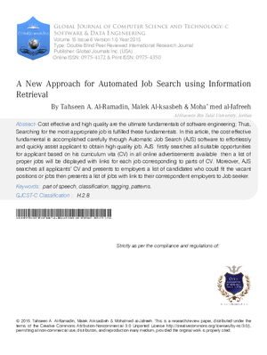 A New Approach for Automated Job Search using Information Retrieval