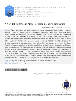 A New Efficient Cloud Model for Data Intensive Application