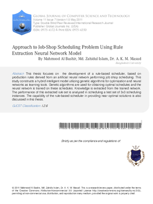 Approach to Job-Shop Scheduling Problem Using Rule Extraction Neural Network Model