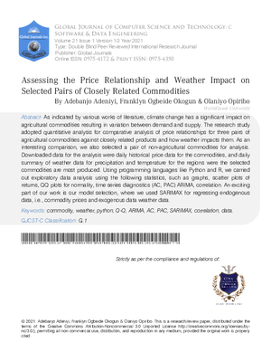 Assessing the Price Relationship and Weather Impact on Selected Pairs of Closely Related Commodities Assessing the Price Relationship and Weather Impact on Selected Pairs of Closely Related Commodities