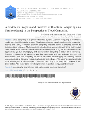 A Review on Progress and Problems of Quantum Computing as a Service (QCaaS) in the Perspective of Cloud Computing