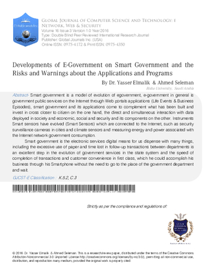 Developments of Smart Government and the Risks and Warnings about the Applications and Programs