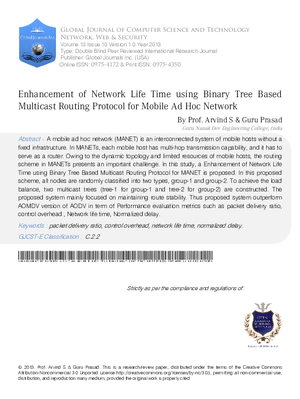 Enhancement of Network Life Time using Binary Tree Based Multicast Routing Protocol for Mobile Ad hoc Network