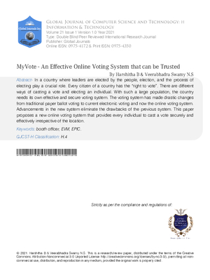 MyVote - An Effective Online Voting System that can be Trusted