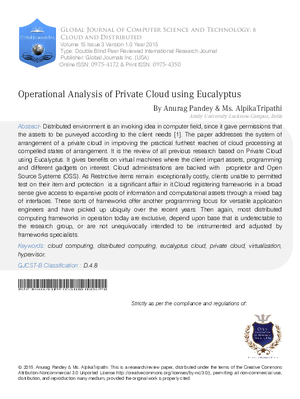 Operational Analysis of Private Cloud using Eucalyptus