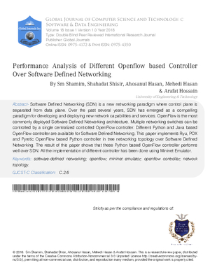 Performance Analysis of Different Open Flow Based Controller Over Software Defined Networking