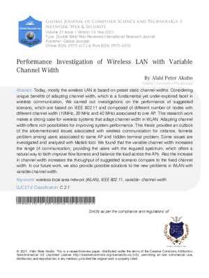 Performance Investigation of Wireless LAN with Variable Channel Width