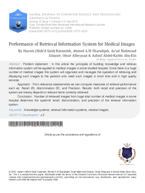Performance of Retrieval Information System  For Medical Images