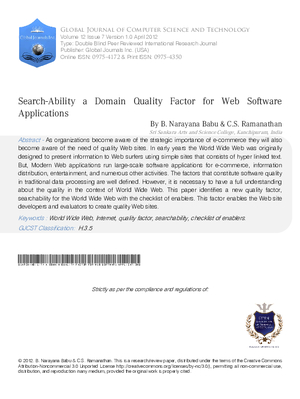 Search-ability A Domain Quality Factor for Web Software Applications