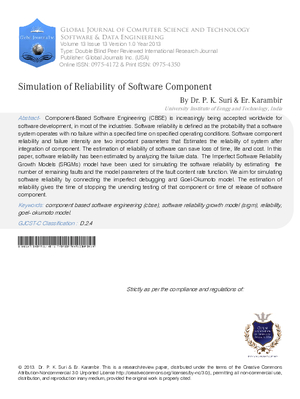 Simulation of Reliability of Software Component