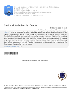 Study and Analysis of Ant System