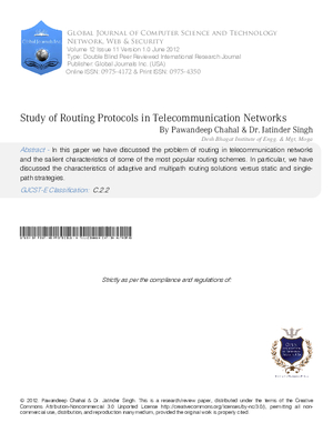 Study of Routing Protocols in Telecommunication Networks