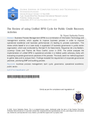 The Review of using Unified BPM Cycle for Public Credit Recovery Activites