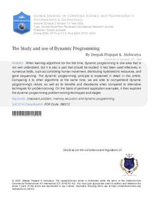 The Study and use of Dynamic Programming