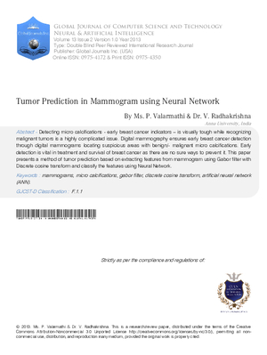 Tumor Prediction in Mammogram using Neural Network