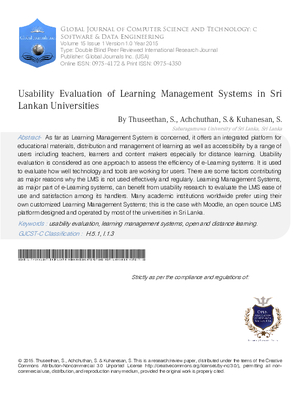 Usability Evaluation of Learning Management Systems in Sri Lankan Universities