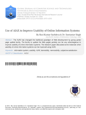 Use of AJAX to Improve Usability of Online Information Systems