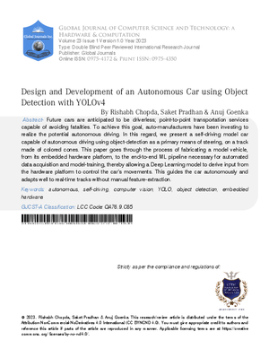 Design and Development of an Autonomous Car using Object Detection with YOLOv4