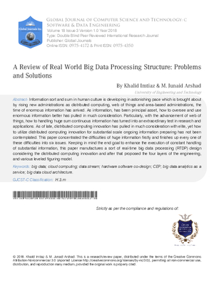 A Review of Real World Big Data Processing Structure: Problems and Solutions