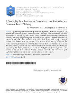 A Secure Big Data Framework Based on Access Restriction And Preserved Level of Privacy
