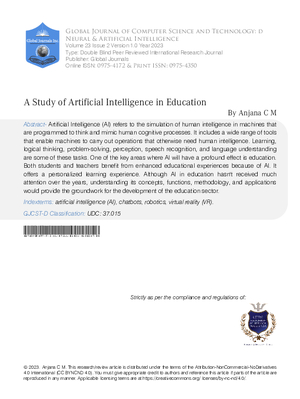 A Study of Artificial Intelligence in Education