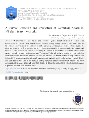 A Survey: Detection and Prevention of Wormhole Attack in Wireless Sensor Networks