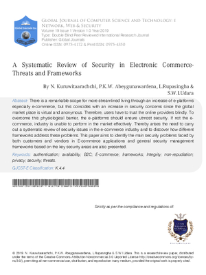 A Systematic Review of Security in Electronic Commerce- Threats and Frameworks