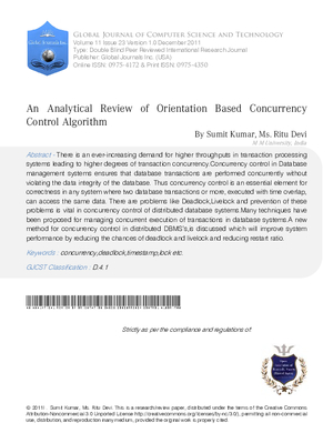 An Analytical Review of Orientation Based Concurrency Control Algorithm