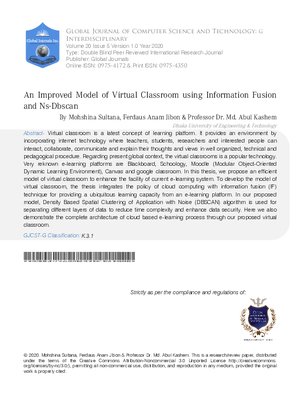 An Improved Model of Virtual Classroom using Information Fusion and NS-DBSCAN