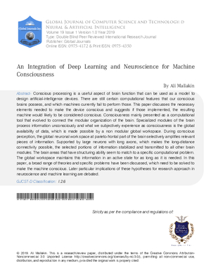 An Integration of Deep Learning and Neuroscience for Machine Consciousness