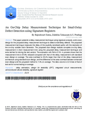 An On-Chip Delay Measurement Technique for Small-Delay Defect Detection using Signature Registers