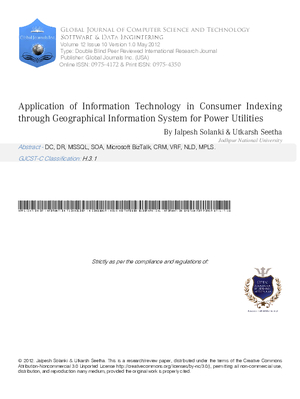 Application of Information Technology  In Consumer Indexing Through Geographical Information System For Power Utilities