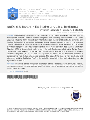 Artificial Satisfaction - The Brother of Artificial Intelligence