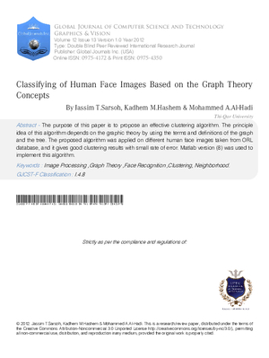 Classifying of Human Face Images Based on the Graph Theory Concepts