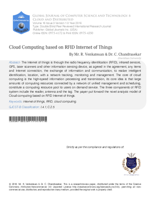 Cloud Computing based on RFID Internet of Things