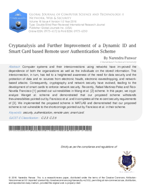 Cryptanalysis and Further Improvement of a Dynamic ID and Smart Card based Remote user Authentication Scheme