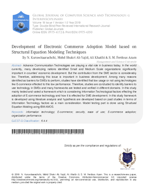 Development of Electronic Commerce Adoption Model based on Structural Equation Modeling Techniques